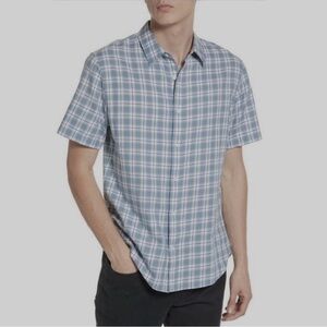 Vince Moonlit Shadow Plaid Short Sleeve Shirt Size Large